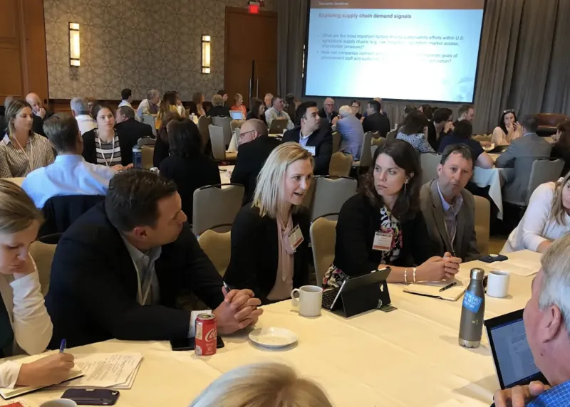 Round table discussion at an ag conference. 